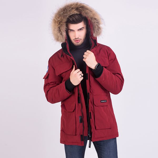 

winter men coats down jackets with fur hood, Black
