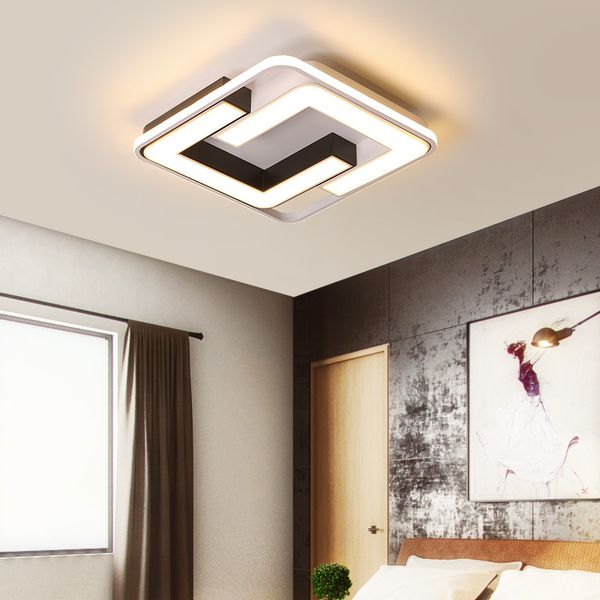 

new surface mounted modern led chandelier for living room bedroom kitchen room white+black finished ceiling chandelier fixture