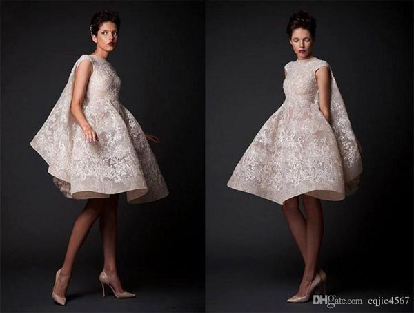 

2018 new krikor jabotian wedding dresses applique jewel sleeveless beach dresses knee-length satin a-line bridal gowns with pleats vestido, White