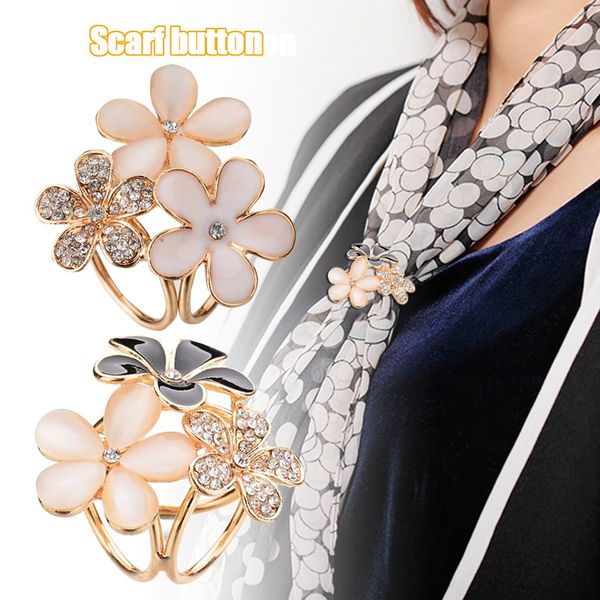 

flower silk scarf brooches korean style brooches shawl pins with rhinestone fashion accessories@88, Gray