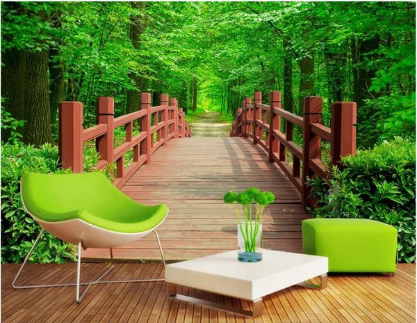 

3d room wallpaper custom p mural park wood bridge garden trees landscape background wall background paintingpark wallpaper for walls 3 d