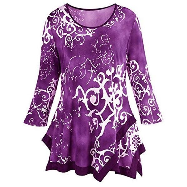 

irregular print womens and blouses long sleeve blouse shirt women pullover blouses for woman clothes plus size xxl, White