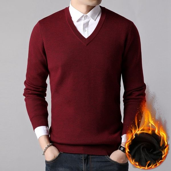 

2019 winter fleece warm man trui truien v-neck trui fat cat used jumper effects male knee wears navy red black, White;black