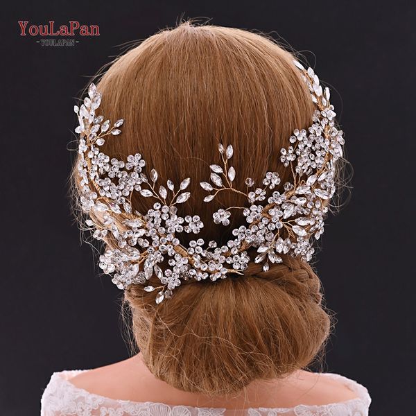 

youlapan hp253-g gold wedding headpieces exquisite rhinestone bridal headband stuning floral headpieces bridal hair pins