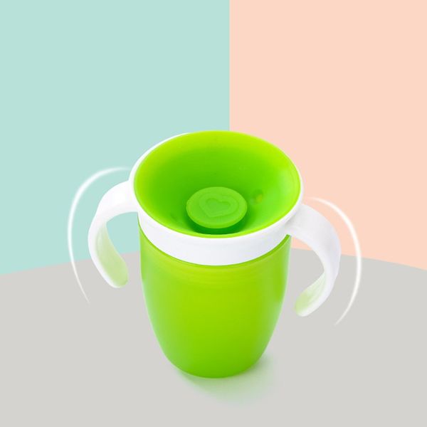 

2pcs 360 degrees can be rotated magic cup baby learning drinking cup with double handle leakproof infants water cups bottle