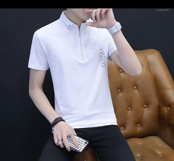 

male tshirts turn down collar mens polos summer loose casual short sleeve new fashion breathable cool, White;black