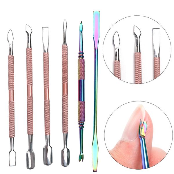 

dual-end stainless steel cuticle pusher rose gold dead skin remover trimmer manicure pedicure nail art accessories