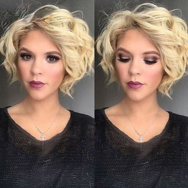 

short curly synthetic wigs heat resistant blonde hair women girls wig ing, Black