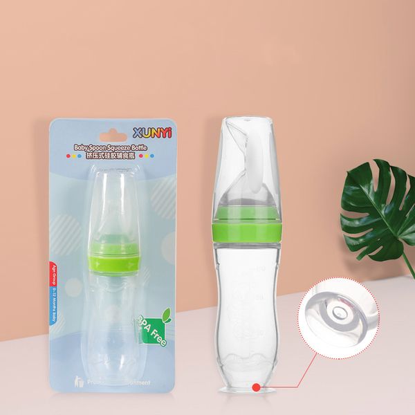 

baby safe silicone extruded fruit vegetable feeding spoon training scoop rice cereal supplement feeder tools