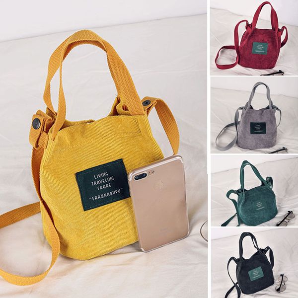

women corduroy shoulder shopping bag tote package crossbody bags satchel handbag