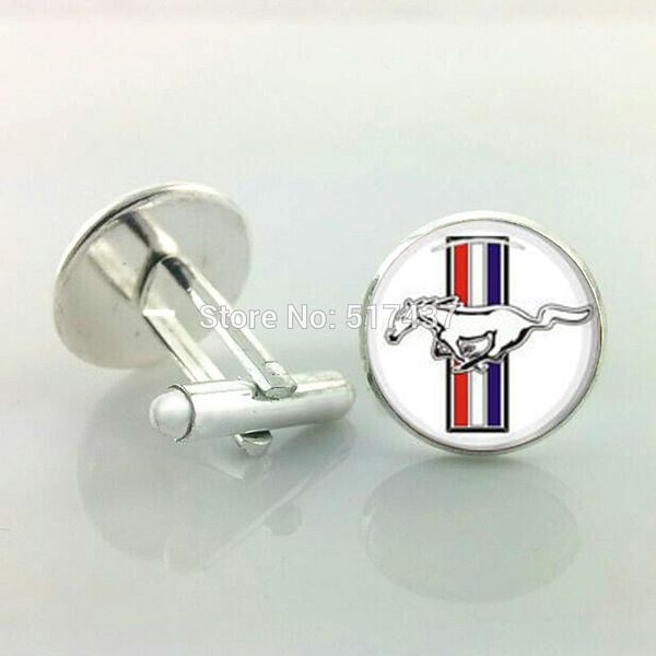 

j-137 wholesale ford mustang cufflinks men cufflinks silver round, Silver;golden