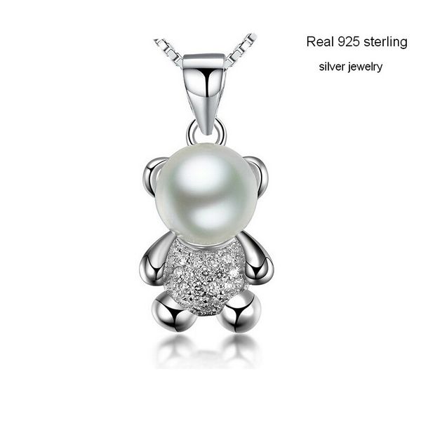 

пресноводные жемчуг 100% реальный природный жемчуг серебро 925 медведь подвеска yh4660, Silver