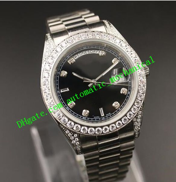 

promotion price luxury men 40mm automatic mechanical watch automatic movement stainless steel clock date week model watches, Slivery;brown