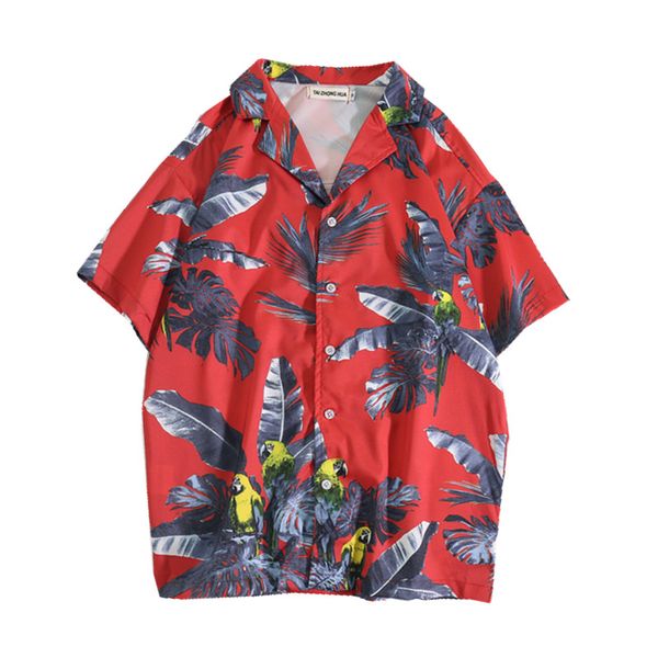 

oscn7 casual flowers printed short sleeve shirt men street 2020 hawaii beach oversize women fashion harujuku shirts for men 427, White;black