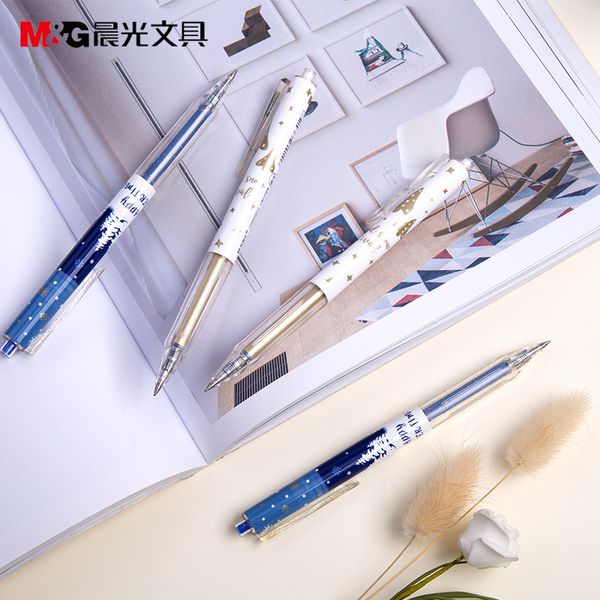 

christmas stationery gift gel ink pens click type plastic material 0.5mm black ink school writing supply 4pcs/lot