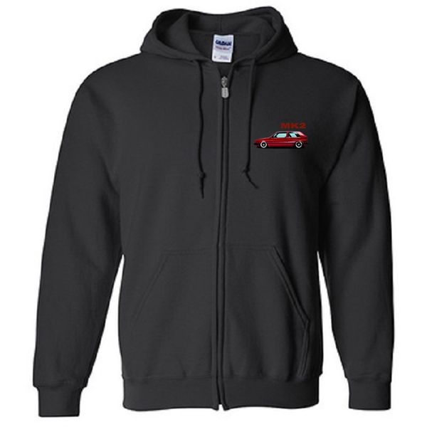 

classic germany legend car golf red mk2 hoodies sweatshirt men zipper hooded jacket sportwear brand men's cardigans tracksuit coat male, Black