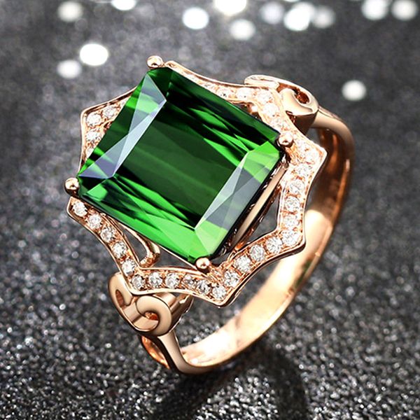 

emerald gemstones rings for women citrine amethyst sapphire crystal zircon diamonds anillos luxury jewelry cocktail party ring, Golden;silver
