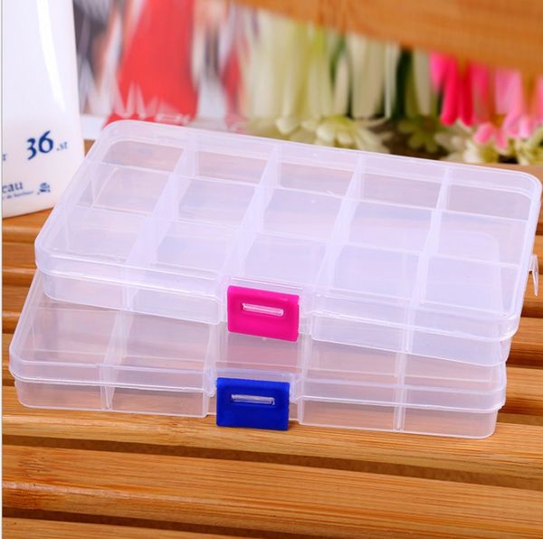 

15 grids transparent adjustable slots bead organizer box storage boxes for jewelry earrings toys container