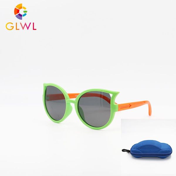 

kids sunglasses with case girls round polarized silicone sun glasses children safe eyeglasses boys fashion eyeware gafas de sol tparg, Blue