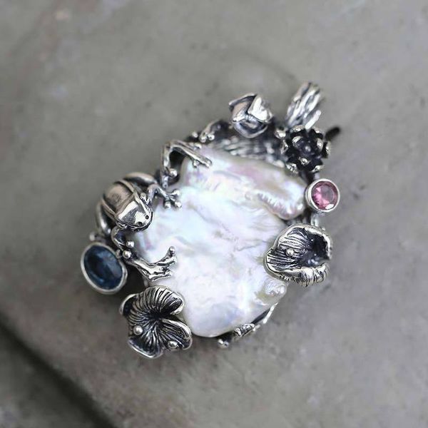 

925 sterling silver natural baroque freshwater pearl pendant large vintage tree branch design elegant women fine jewelry