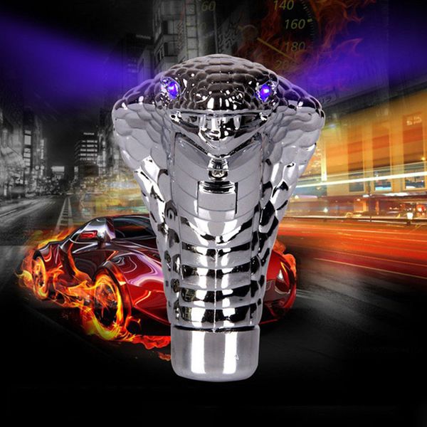 

do promotion universal car manual gear shift knob stick led eyes chrome cobra snake cool shift lever 88