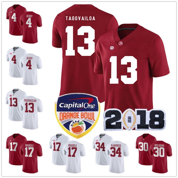 2019 College Ncaa Alabama Crimson Tide Football Jersey Tua Tagovailoa Najee Damien Harris Jerry Jeudy Jaylen Waddle Namath Hurts Wilson 2019 From