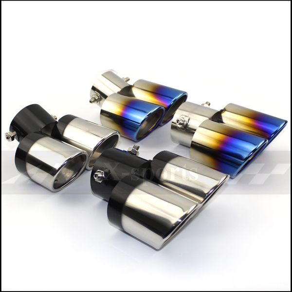 

exhaust pipe muffler tail pipe outlet nozzle end universal stainless steel trim tip circular oblique end double out id60mm