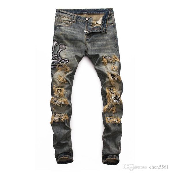 

wholesale 2020 summer fashion men's jeans, european denim production of good quality men's wear welcome to pencil pants designer a, Blue