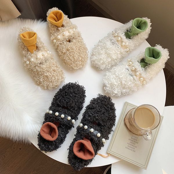 

shoes woman 2019 buckle strap elegant casual female sneakers round toe all-match loafers fur slip-on autumn women's moccasins, Black