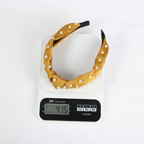 

pearl knotted silk headband 41.5g aqua hair band for girls hair wear hair style girl xhrlp, Black;brown