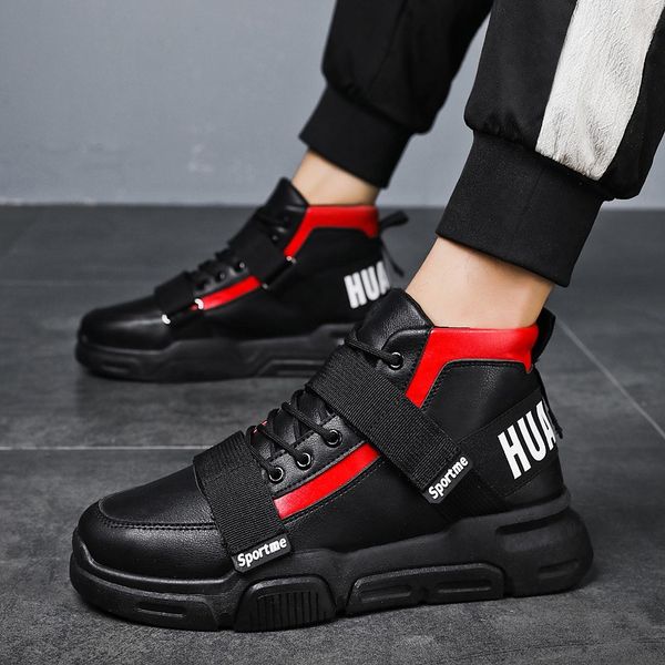 

m- casual spring and autumn increase height wear-resistant outdoor waterproof personality color matching popular men's shoes, Black