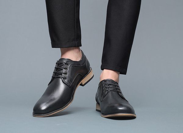 

fashion luxury men dress shoes designer men business shoe lace-up espadrilles causal shoes wedding party shoes 100% genuine leather, Black