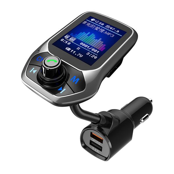 

1pc 1.8" car mp3 music playercolor display bluetooth kit handsset 3 usb port qc3.0 quick charge fm transmitter