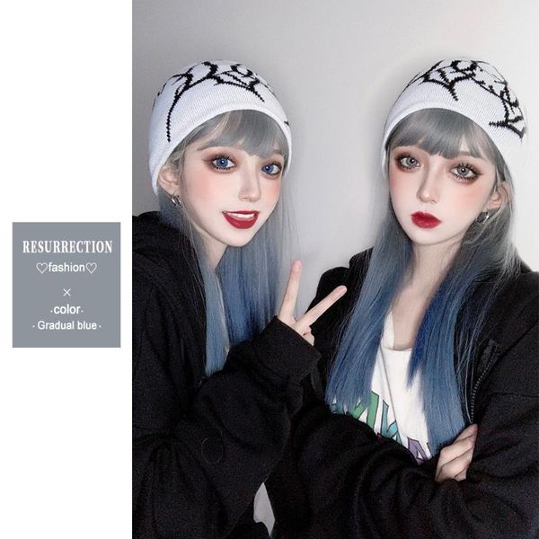 

synthetic wigs buqi straight long with bangs blue grey mixed heat resistant daily/party/cosplay/natural fiber hair for women, Black