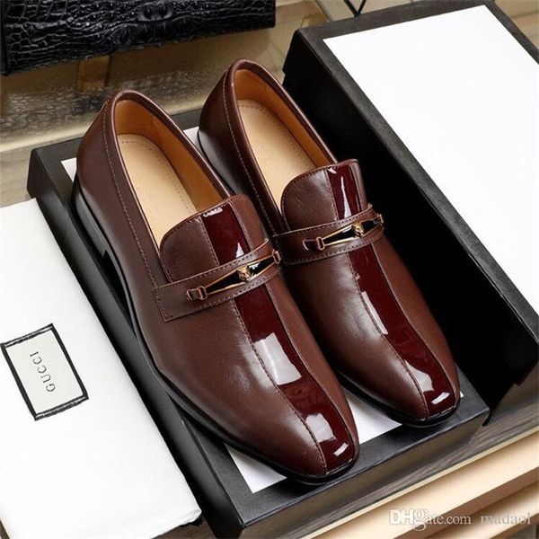 

20mc men платье итальянская кожаная обувь скольжения на обувь кожаные мокасины блеск формальные мужской обуви острым носом обувь для мужчин, Black