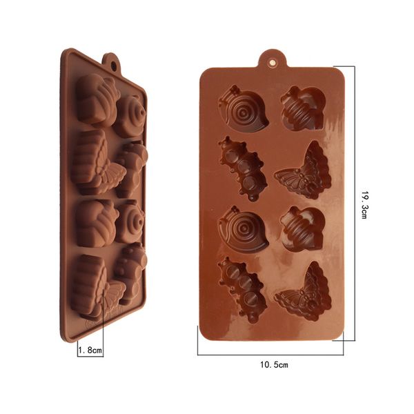 Lumache di alta qualità, bruchi, farfalle a forma di cioccolato Stampo per cioccolato in silicone per uso alimentare Stampo per vassoi di ghiaccio in silicone