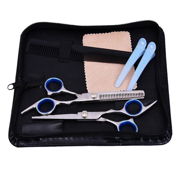 

hairdressing scissors thinning hair cutting shears comb clamp set &case blue