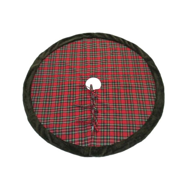 

christmas tree skirt, 112cm large plaid skirt, rustic plain xmas tree holiday decorations