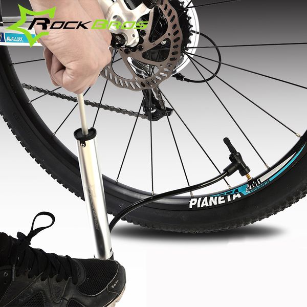 

rockbros aluminum/alloy bicycle pumps silver easy to carry bike mini pump compatible concealed hose foot pump