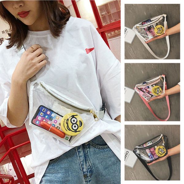 

au transparent pvc phone purse women waist bag fanny pack chest travel wallet