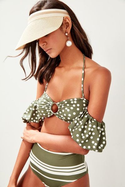

trendyol polka dot sleeve detail bikini tbess19ch0070