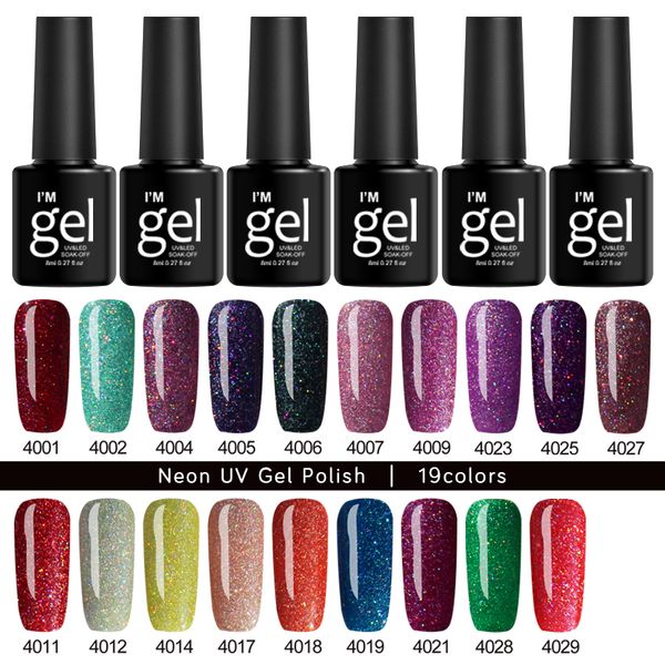 

zation 3 bottle neon glitter gel nail polish gellak lacquer enamel french uv gel polish primer hybrid lucky varnishes, Red;pink