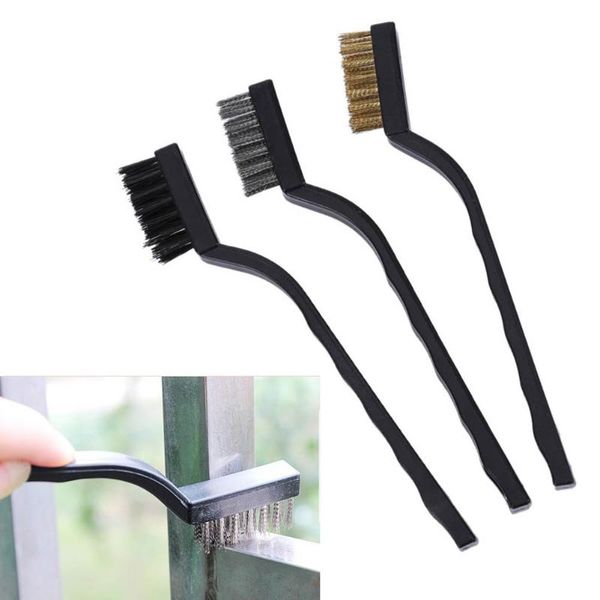 

3pcs/set mini stainless steel remove rust brushes mini brass cleaning polishing detail metal brushes clean tools home kits