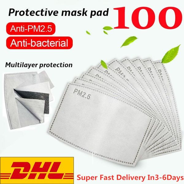 

face mask anti-fog mask pm2.5 filter replaceable filter 5 layers non-woven activated carbon dust-proof anti-fog filter mask gasket