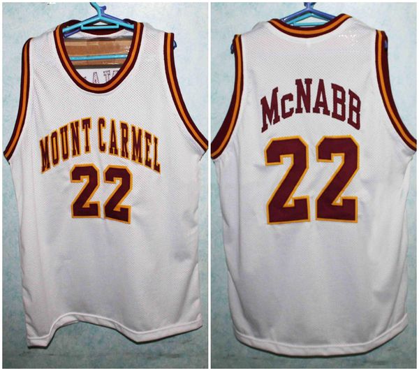 Donovan McNabb #22 Mount Carmel High School Retro Basketball Jersey Mens Ed Número personalizado Nome das camisas