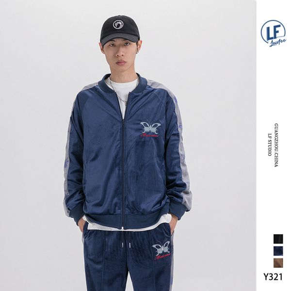 

lawfoo 2020 spring new style origional national trends men's wear retro color matching embroidered men and women casual sports j, Black;brown