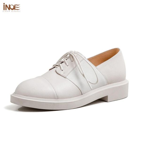 

inoe 2020 spring casual sneakers first genuine leather women shoes short heels pumps leisure autumn shoes women, Black