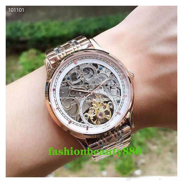 

luxury mens watches crystal fashion hollow automatic mechanical vc0918 famous designer chronometer 316 steel wristwatches montre de luxe, Slivery;brown