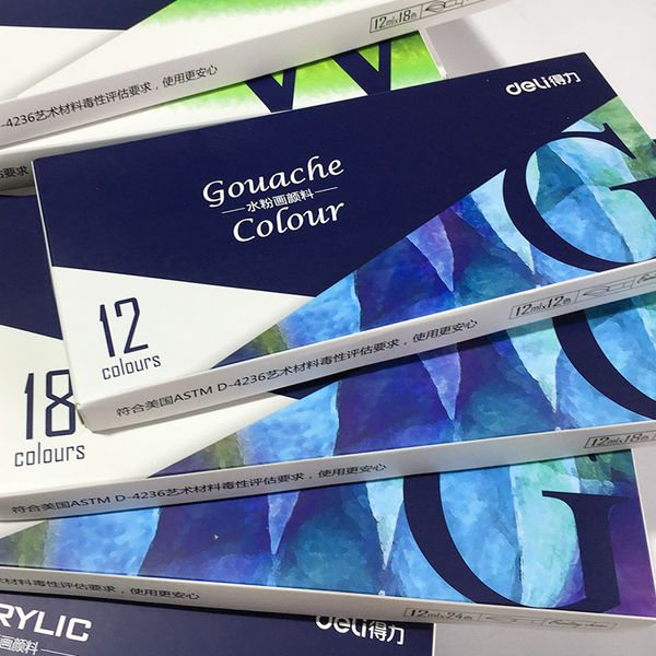 

deli new package watercolor/gouache/acrylic child painting paints 24/18/12 color