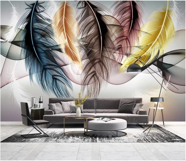 

custom p wallpaper for walls 3d mural wallpapers small fresh hand drawn feather living room mural sofa background wall painting decor